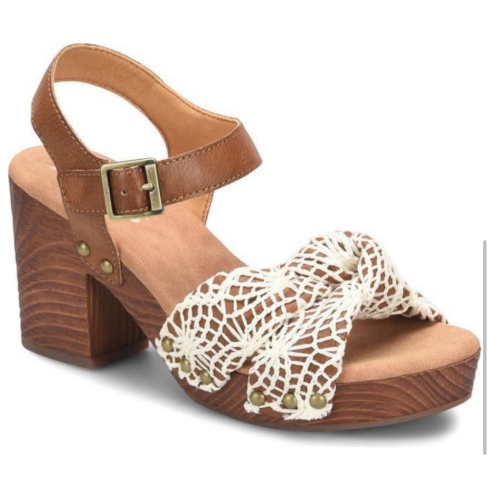 KORKS Natalia Knot Platform Sandals Size 10M Tan/Naturalal Crochet Fabric Combo - Picture 2 of 11